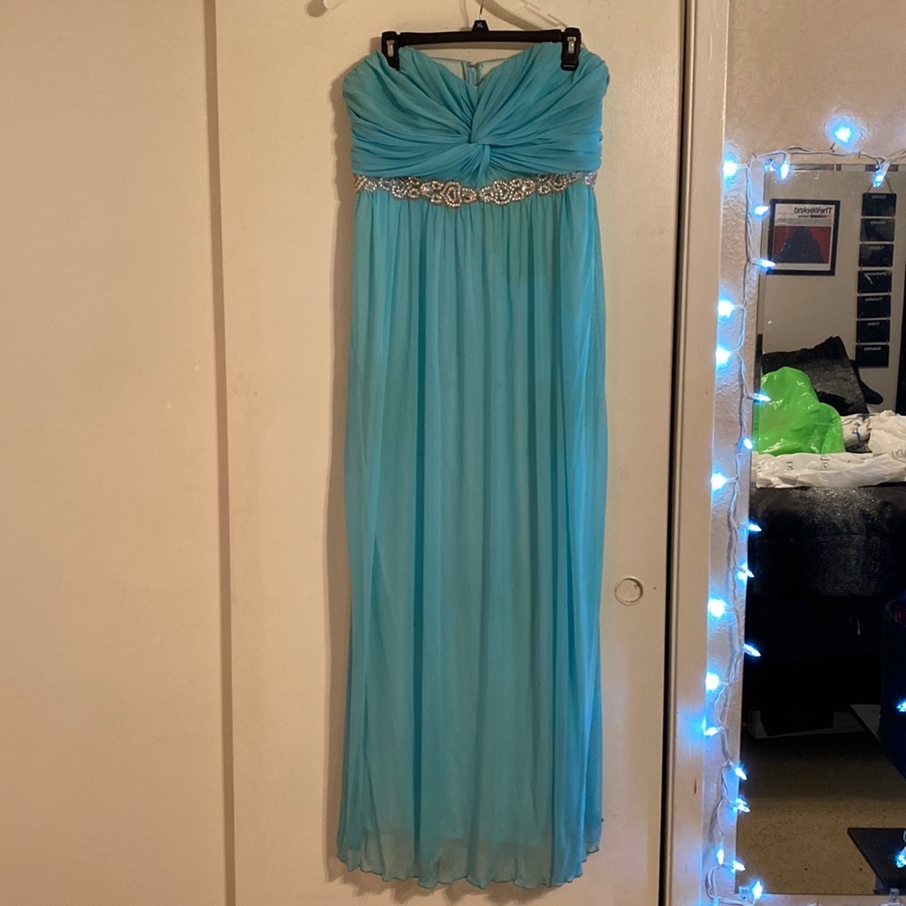 Long formal dress.